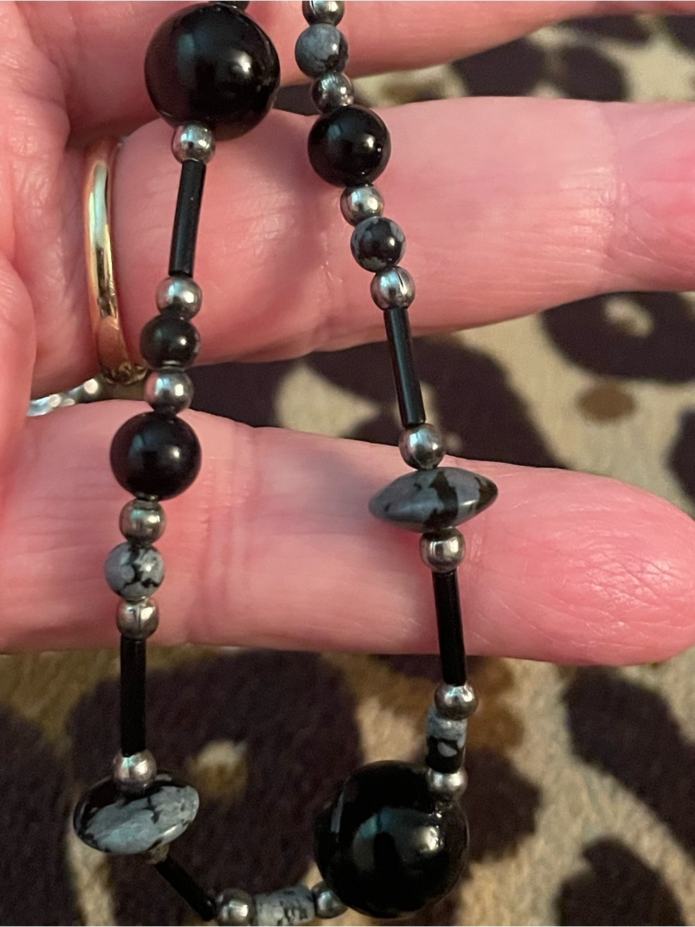 Black Beaded Necklace and Hoop Earring Set 20” with ext 23” - Picture 5 of 5